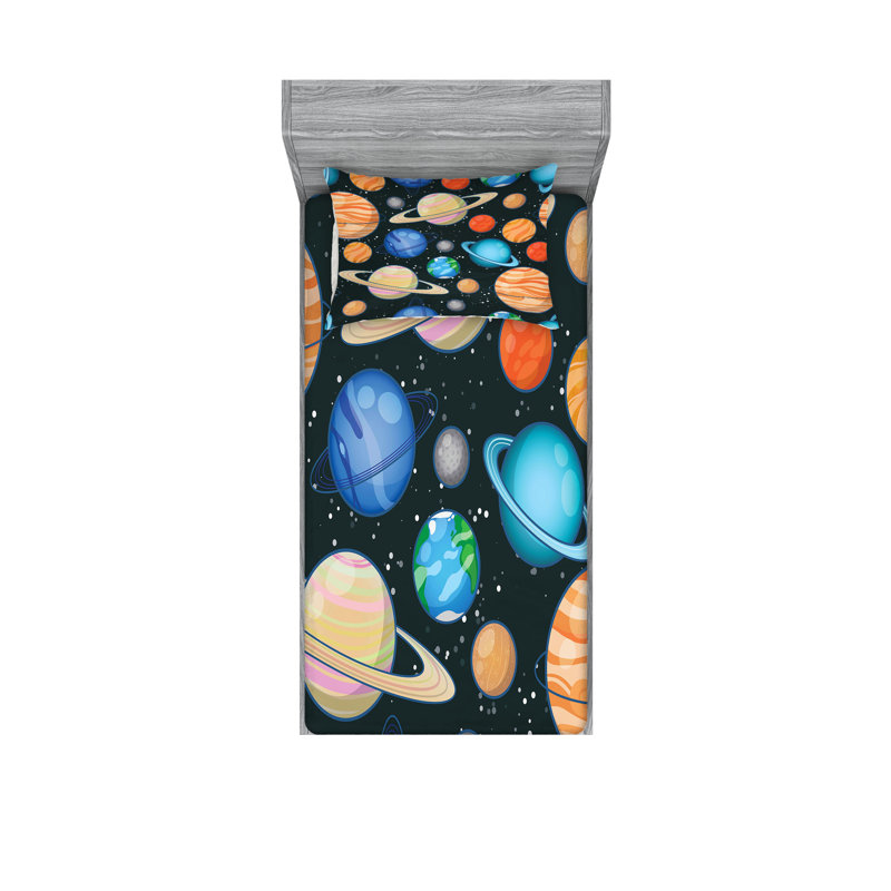 Multicolore drap-housse et coussin décoratif Ambesonne Galaxy, Ensemble de draps pour lit simple TG + 5 articles 