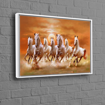 Loft Art Style Horse Canvas Poster with Floating Frame Perfect for Wedding Decor and Bridesmaid Gifts Featuring a 3D Running Horse