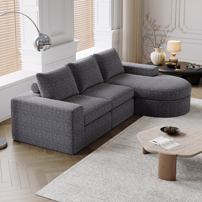 Canapé modulaire 99 po Chenille, Gris