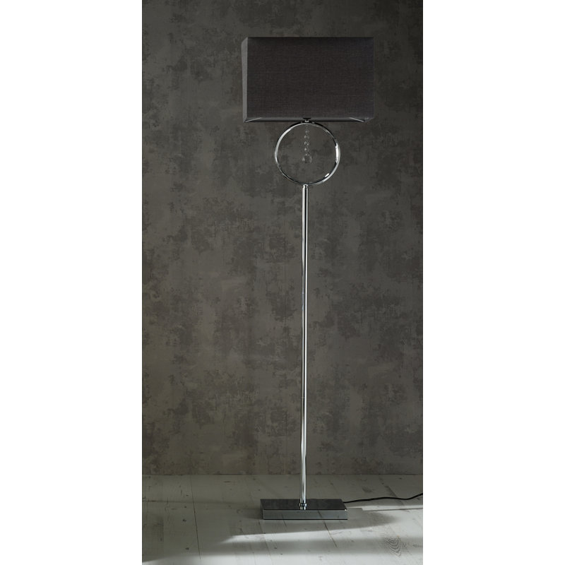 Wynne 154cm Traditional Floor Lamp, Chrome/Grey