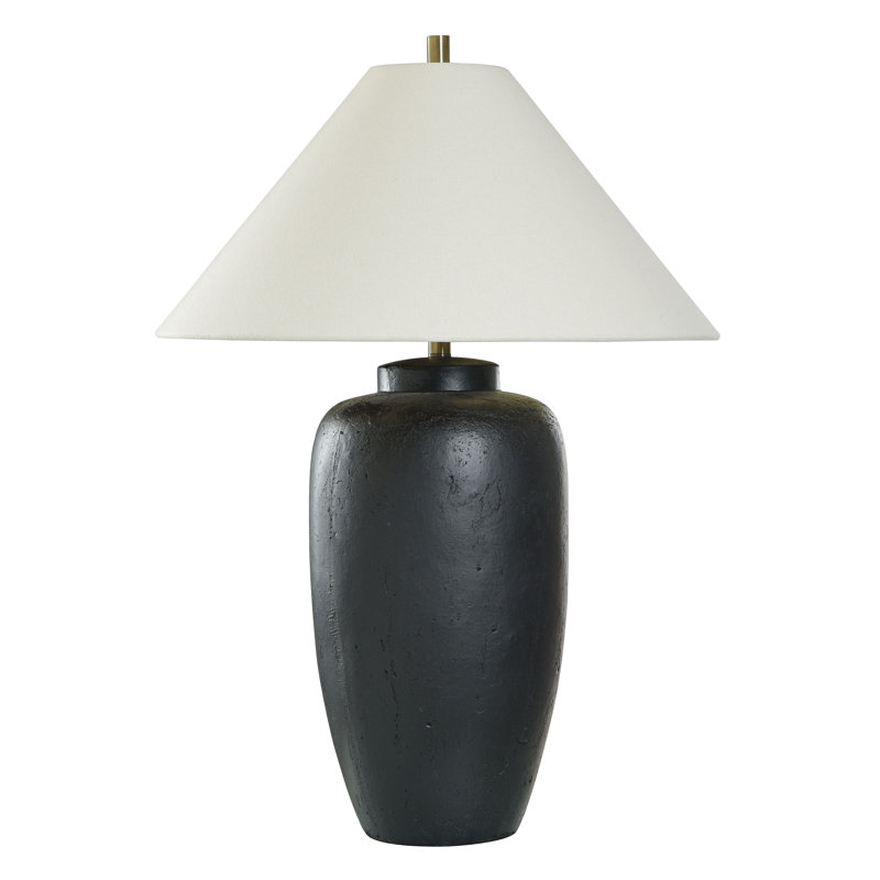 Lampe de table Rosine - noir mat - abat-jour rigide blanc