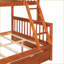 Lit superposé simple au-dessus d'un lit double avec tiroirs de rangement, structure en bois de pin massif, aucun sommier nécessaire, finition noyer pour chambre d'amis / deuxième chambre