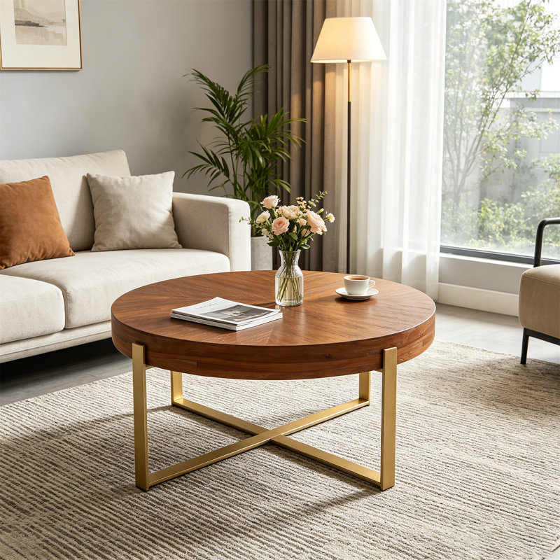 33.86"Modern Retro Splicing Round Coffee Table