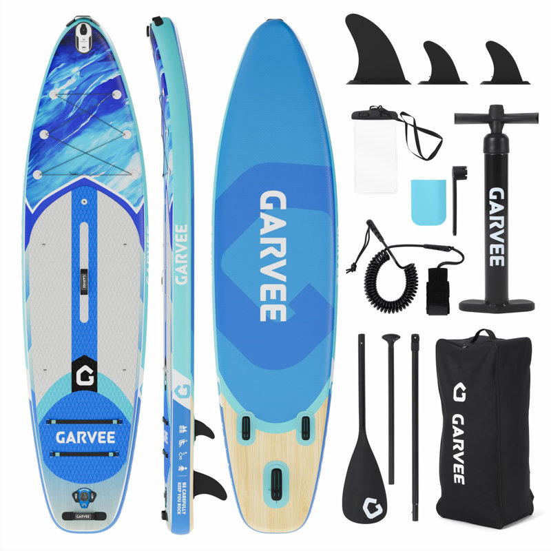 323x81x15 cm Ultra Wide Inflatable SUP Board, 450 Lbs Capacity Blue Paddle Board with Non-Slip Deck, Camera Mount & Full Accessories for Yoga, Fishing & Water Sports