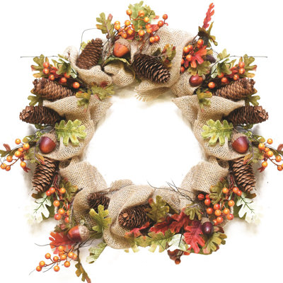 Berry and Pine Cones Artificial Thanksgiving Wreath - 18-Inch Unlit