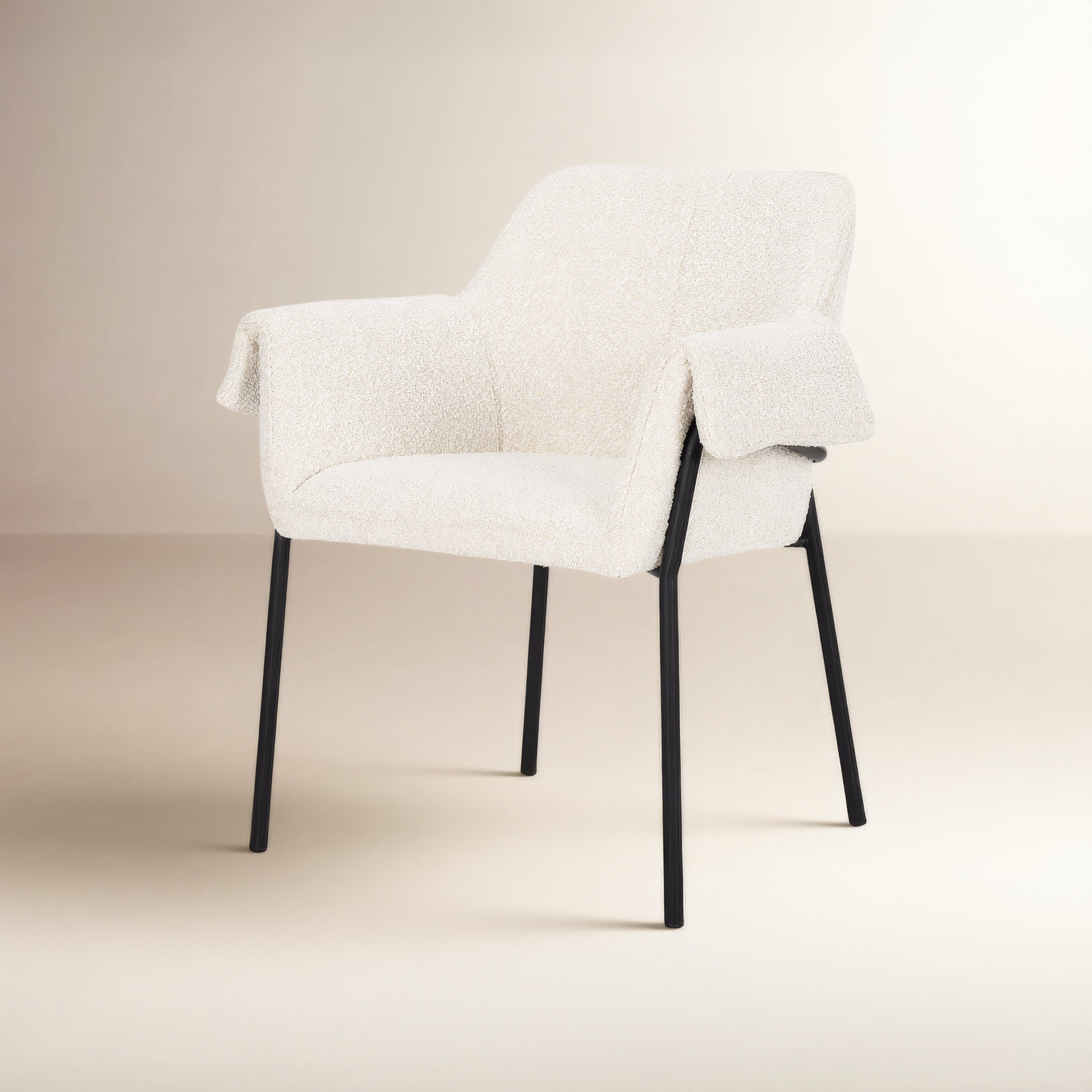 Gloriette Linen Dining Armchair, Polyester/Polyester Blend/Acrylic Cream