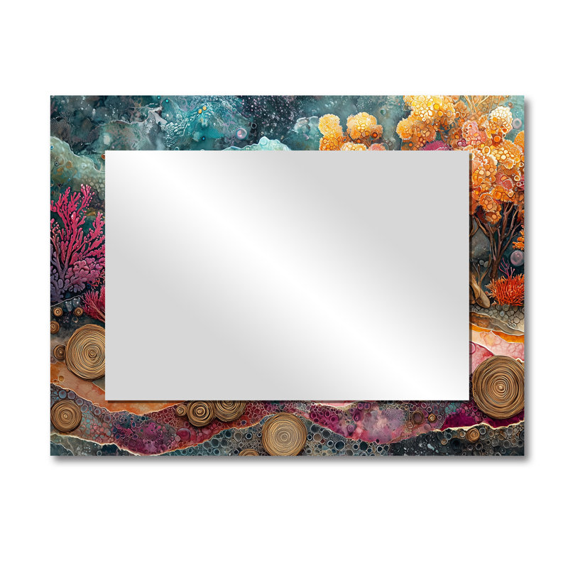 Abstrait raie abstraite dans un aquarium, collages colorés II - art mural moderne miroir décoratif, 30 po x 40 po