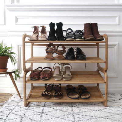 8 Pair Stackable Solid Wood Shoe Rack