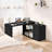 360° Rotating L Shaped Computer Desk With 3 Drawers And 2 Shelves, Home Office Swivel Desk For Work, Reversible Wood Corner Desk With Storage Cabinet, 55 Inch-413878616