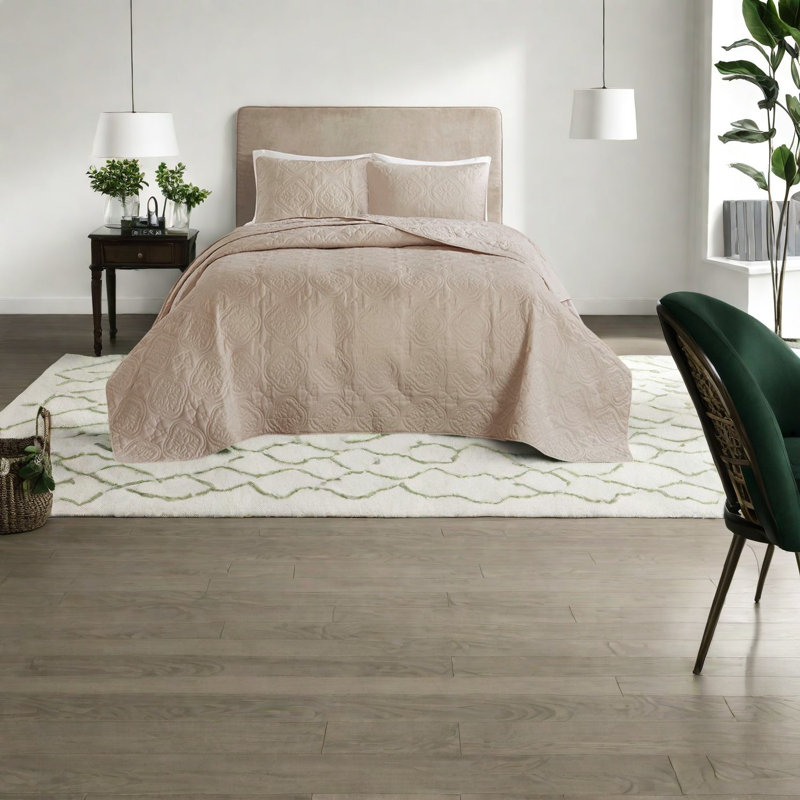Reversible Khaki Bedding Sets, Microfiber Quality, Modern Style For Home