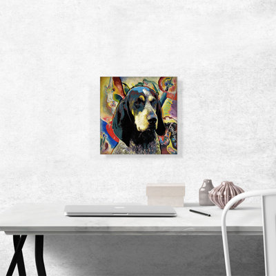 «Bluetick Coonhound Dog Breed Colorful Abstract», reproduction d'art sur toile tendue