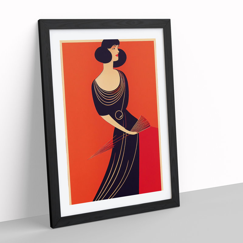 XV1022-774X Art Deco Woman No.4 - Single Picture Frame Print, Black, 34cm H x 25cm W