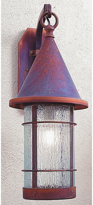 Lanterne murale d'extérieur 1 lumière Valencia, H 23,5 po x l 9,25 po x P 13 po, Brun rustique, Brouillard pluvieux
