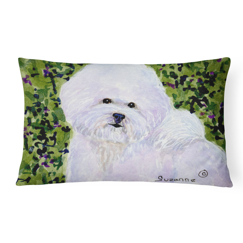 Coussin intérieur/extérieur vert/whitethrow bichon bichon frisé