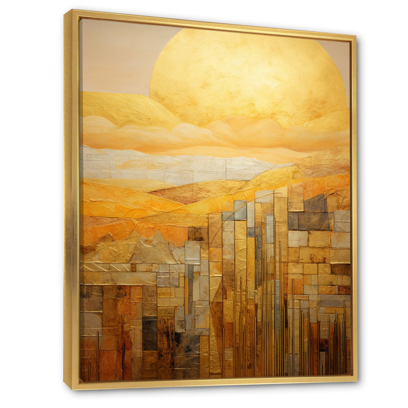 Golden Hour, paysage rustique Illustration - art mural géométrique moderne, salon, H 32 po x l 24 po x P 1 po