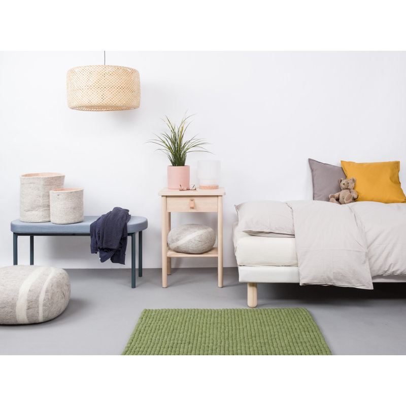 Round Solid Colour Wool Hand Woven Area Rug, Rectangle 50cm x 70cm