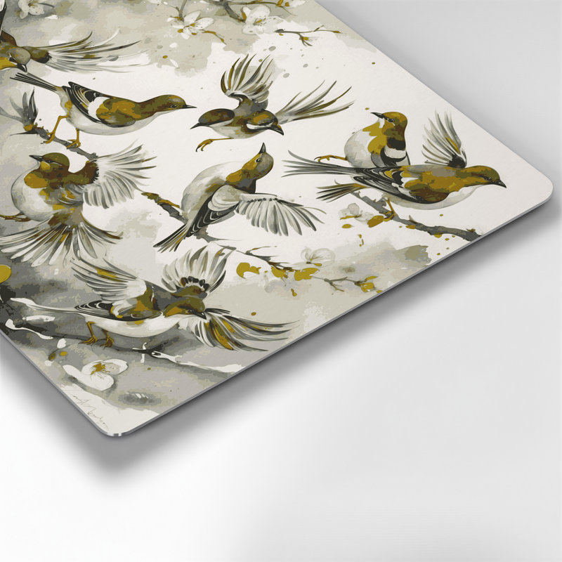 Birds Light vented Bulbul Beige Metal Wall Art, 144" H x 216" W x 0.05" D