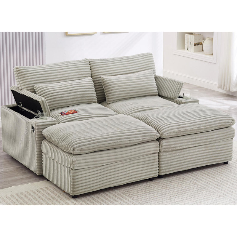 Canapé-lit modulaire à combinaison gratuite, Gris