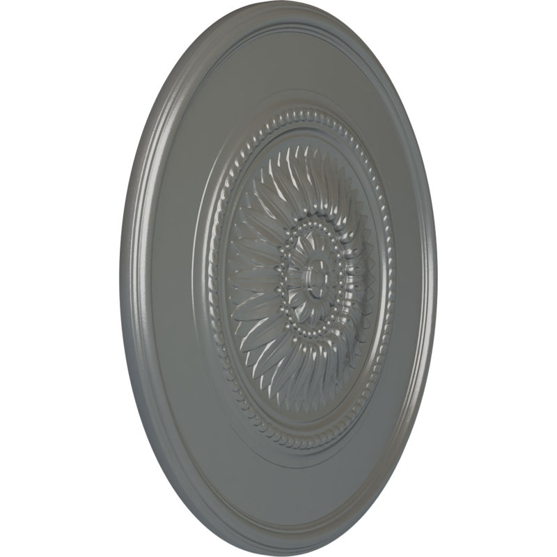 Médaillon de plafond Endurathane Wigan, DO 29 3/4 po x P 1 1/2 po, finition argentée peinte à la main, Argent