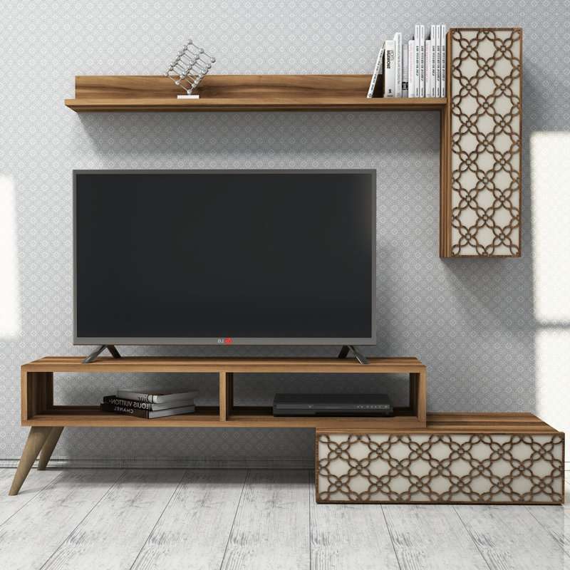 Dpinard TV Stand, Walnut/Cream