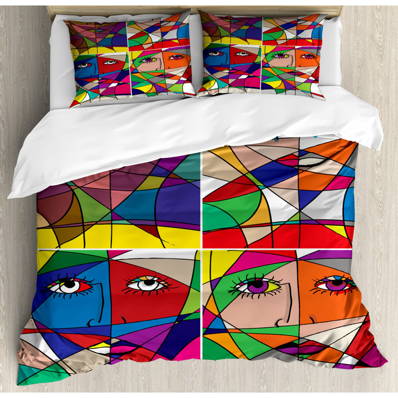 Modern & Contemporary Polyester Duvet Cover, Queen Duvet Cover +2 Shams