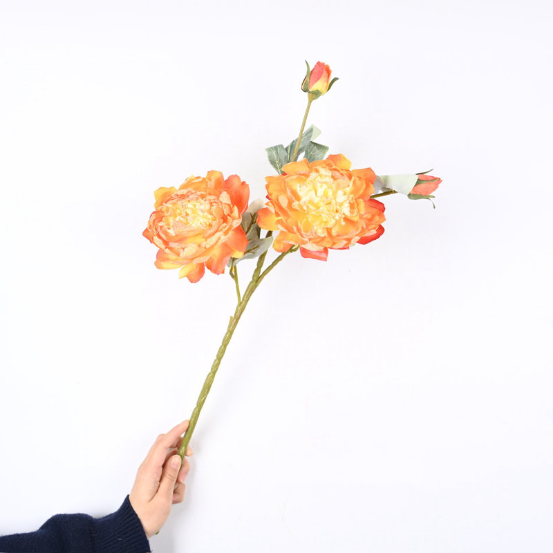Arrangement de pivoines en soie, Orange