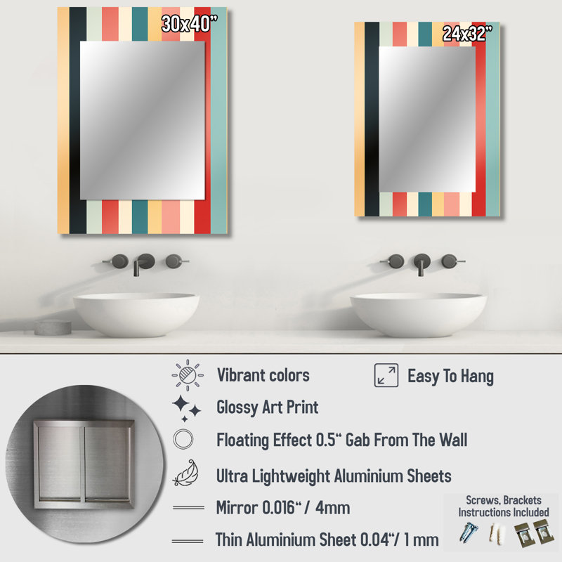 Galib Pastel Colors Midcentury Stripes, 32 po x 24 po