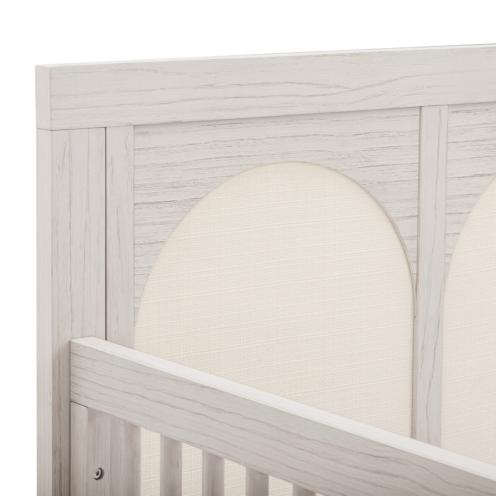 Eloise 4-in-1 Convertible Crib, White Driftwood/Performance Pearl Eco-Weave