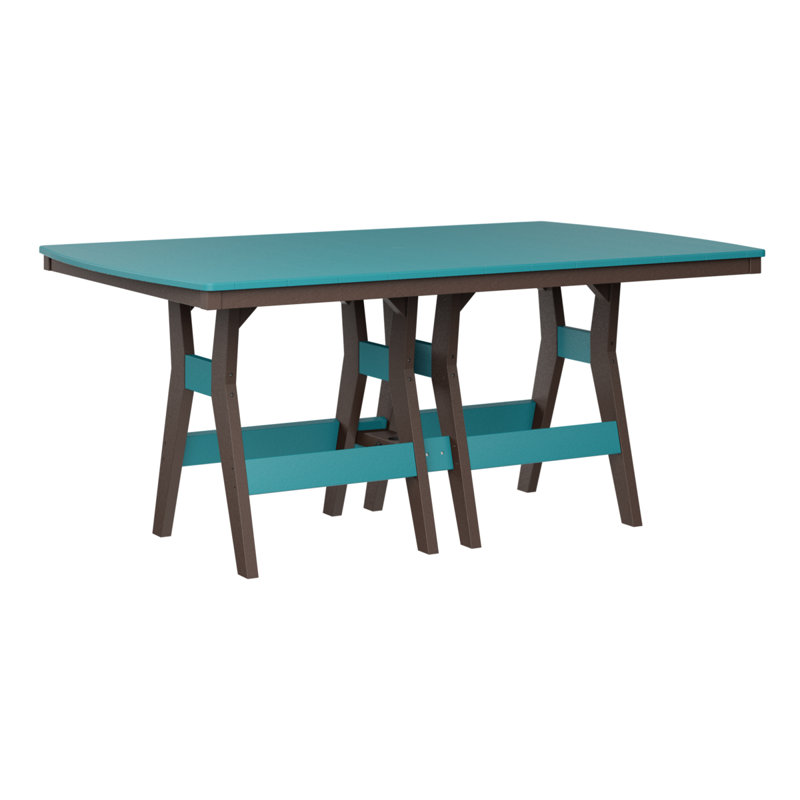 Table de bar rectangulaire 72 po Berlin Gardens Harbor, Chocolat / Brun, Bleu Aruba, H 38,87 po x l 72 po x P 44 po