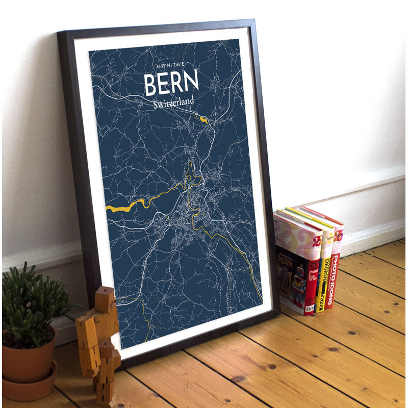 Bern City Map - No Frame Print, 91.4cm H x 61cm W x 0.13cm D