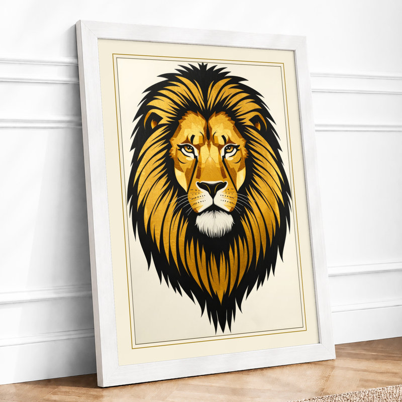 Noble Lion Modern - Framed Print, A3 - 42.0 x 29.7 cm, White