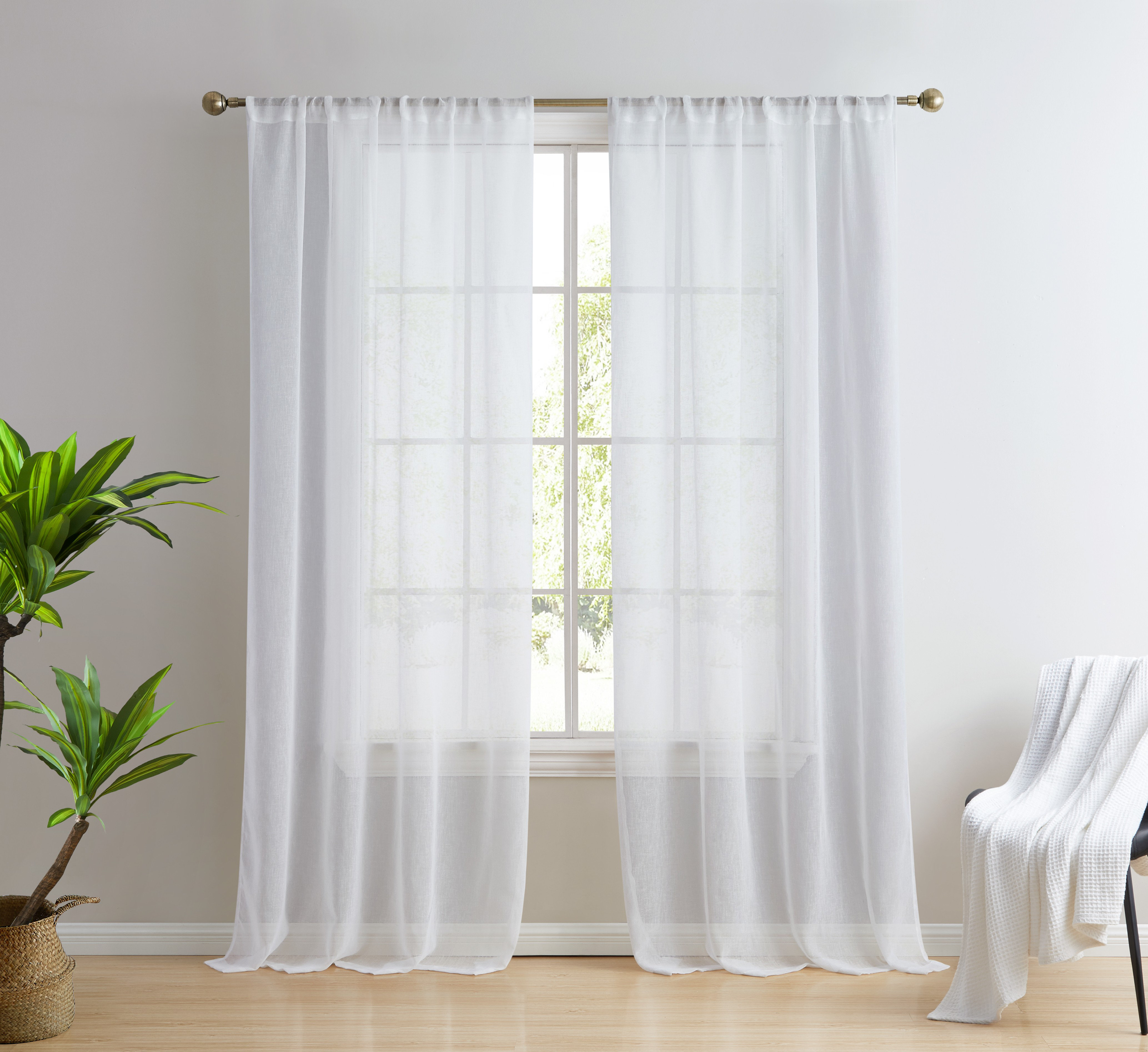Eider & Ivory™ Hailey Faux Linen Sheer Curtain Panels & Reviews Wayfair