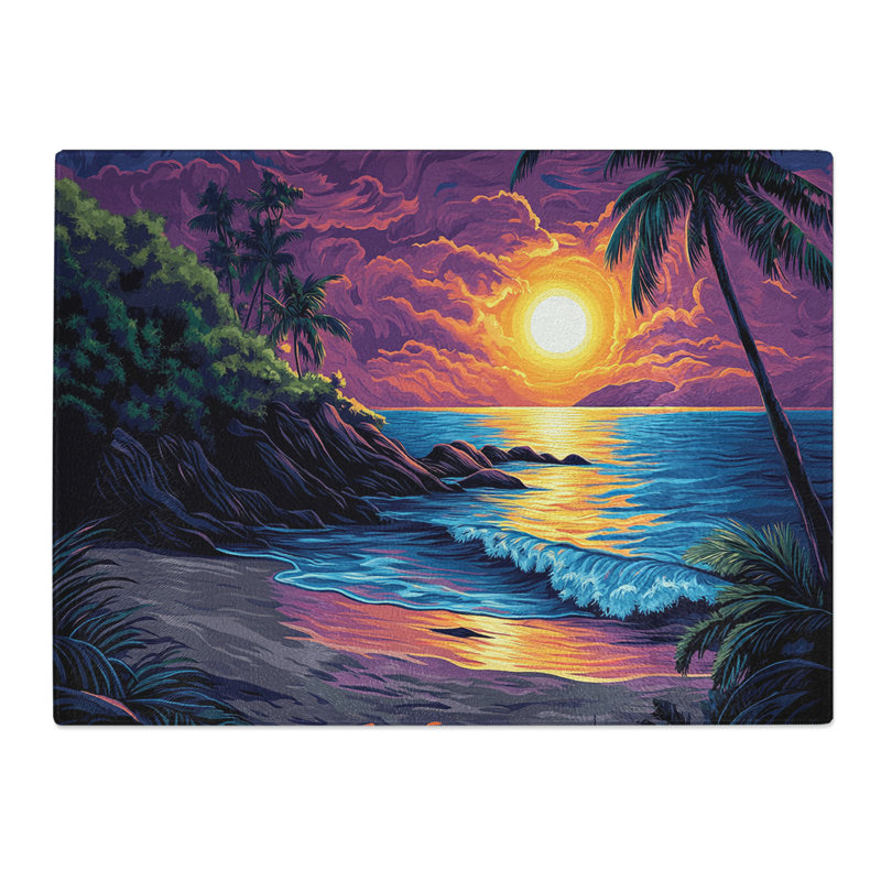 Beach Sunset  Glass Chopping Board