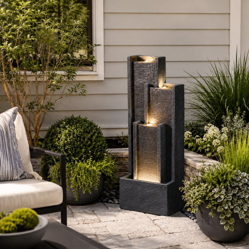 Frezell Weather Resistant Floor Fountain with Light