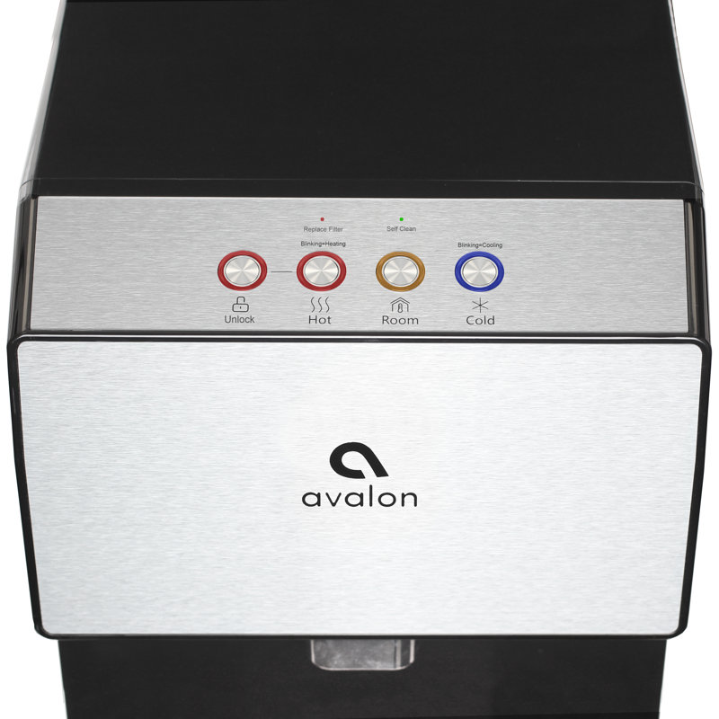 Avalon Black and Silver Countertop Bottleless Electric Water Cooler Water Dispenser with Hot and Cold Hot, Cold, and Room Cold and Room Temperature Options