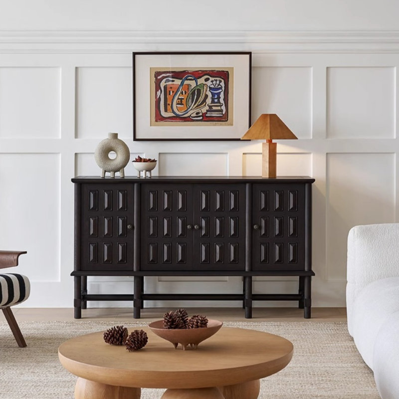 Retro Sideboard, Black, 36.22" H x 62.99" W x 17.72" D