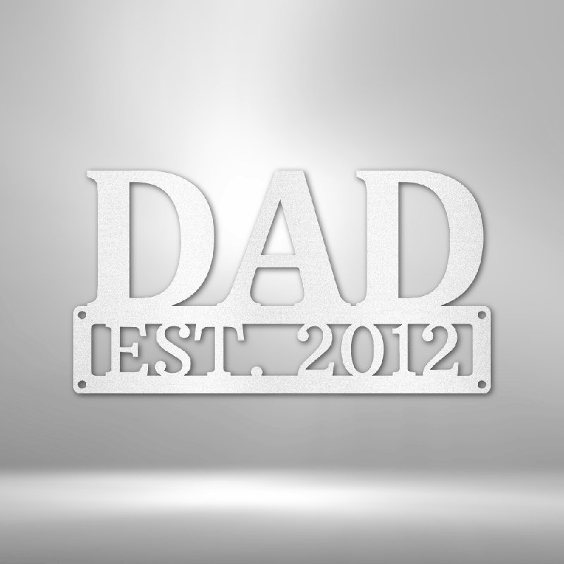 Décoration murale en métal personnalisable «Mon père», monogramme en acier, H 34,25 po x l 35,5 po x P 0,5 po, Blanc