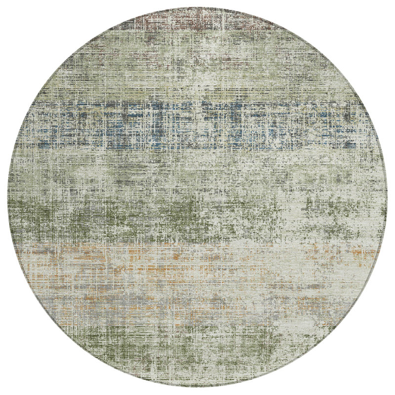 Machine Washable Indoor/Outdoor Jourdan ACN2388 Stripes Rug, Round 8'