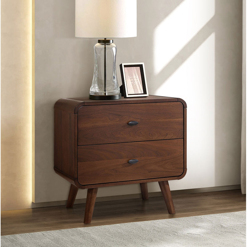Kegan 2-Drawer Solid and Manufactured Wood Nightstand, Dark Walnut