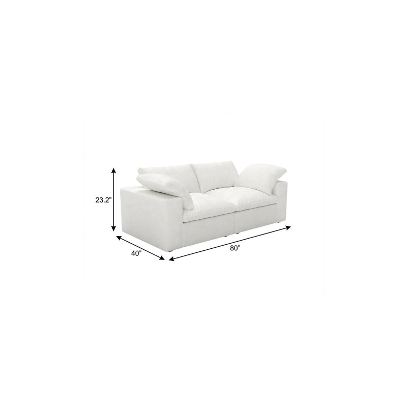 Causeuse et coussins modulaires 80 po en mélange de lin blanc 80 po