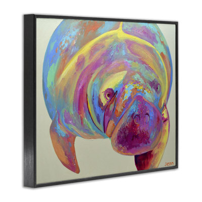 Mixed Hue Manatee Framed Giclee, design by Jennifer Seeley