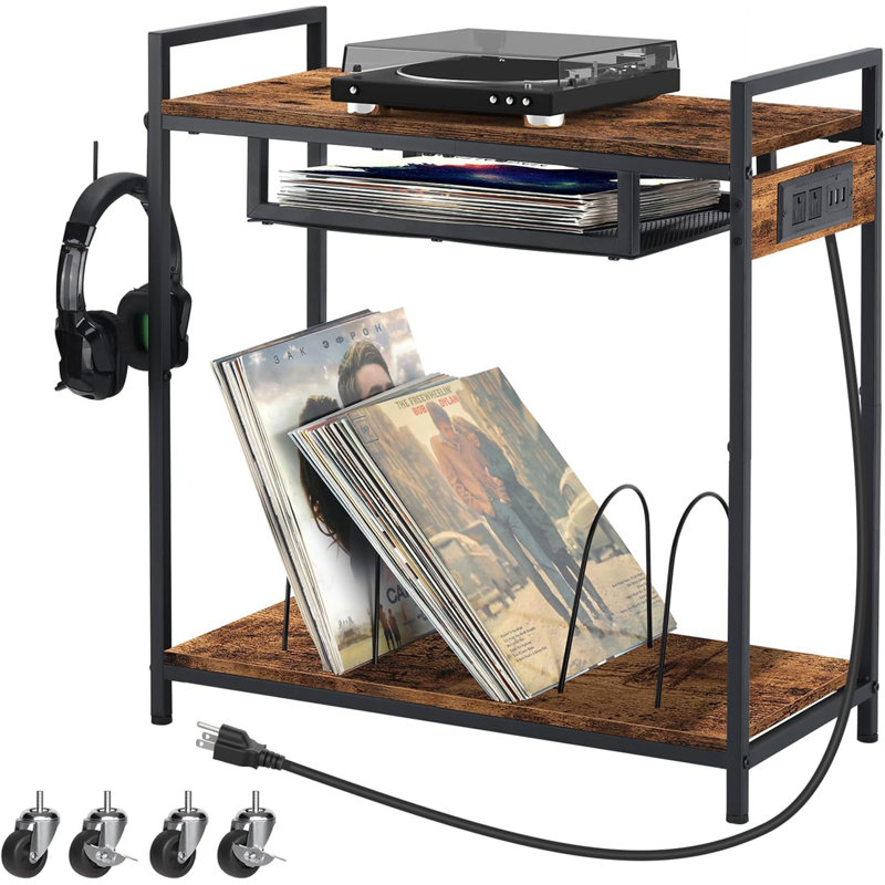25.47 " H Media Shelves, Brown/Black