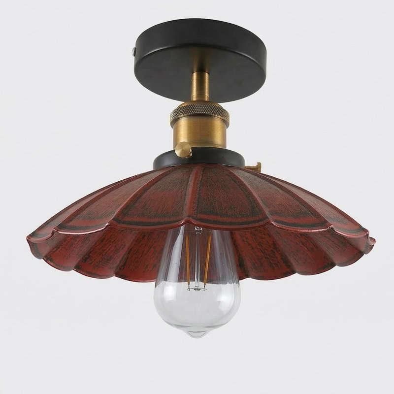 Semi Flush Mount, No, Rustic Red