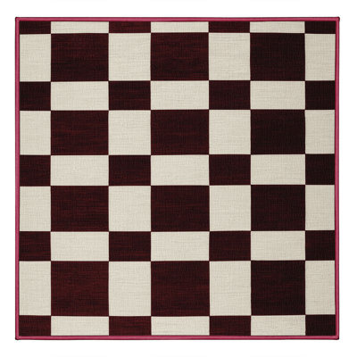 Machine Washable Checkered Red Area Rug