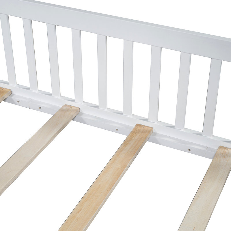 Lit plateforme avec garde-corps Wood House, Blanc