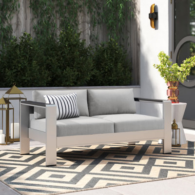 Shore Sunbrella Fabric Aluminum Outdoor Patio Loveseat