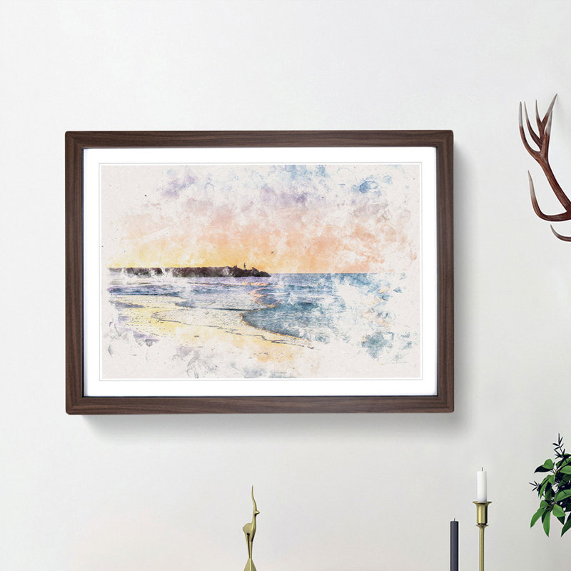 Fishing in Cape Cod - Picture Frame Painting Print, 62cm H x 87cm W x 2cm D, Walnut Framed