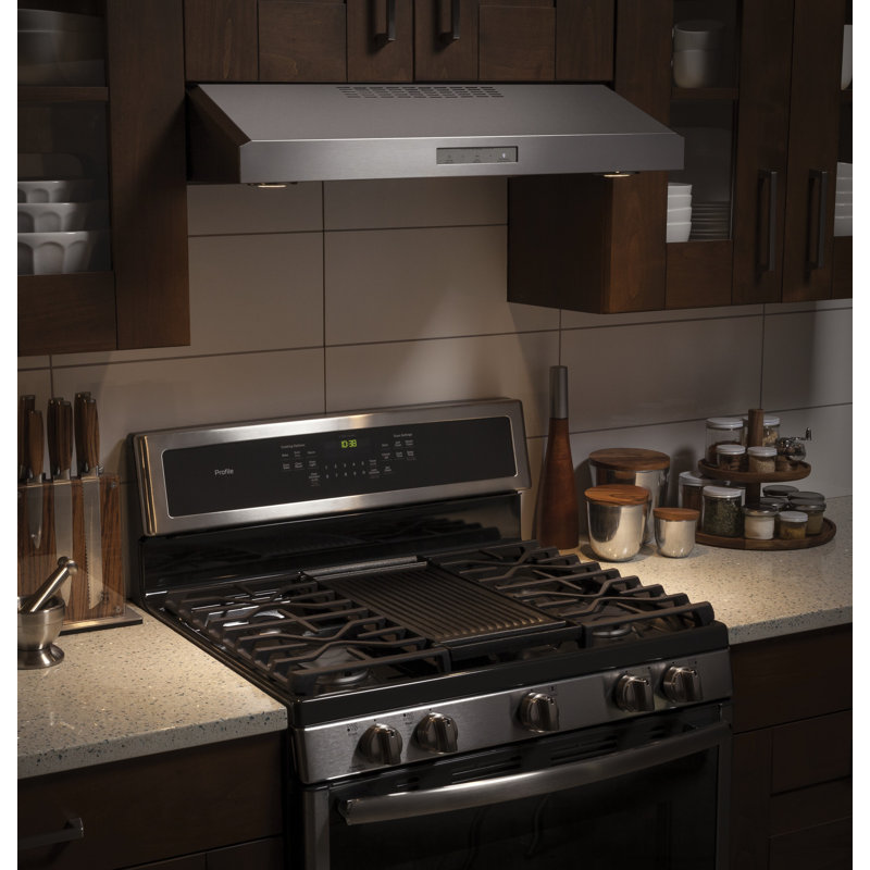 30" 390 CFM Convertible Under Cabinet Range Hood with Night Light, 36", Stainless Steel