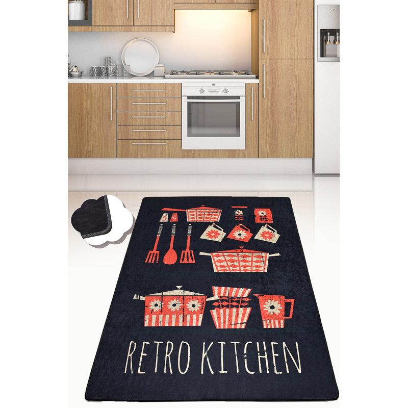 Premium Area Rug (5 x 7.5 ft), Black, Red & Cream | 100% Polyester, 0.2 in Pile Height, Antibacterial, Non-Slip Underside, Machine Washable | Stylish & Durable Carpet for Living Room, Bedroom & Office Use