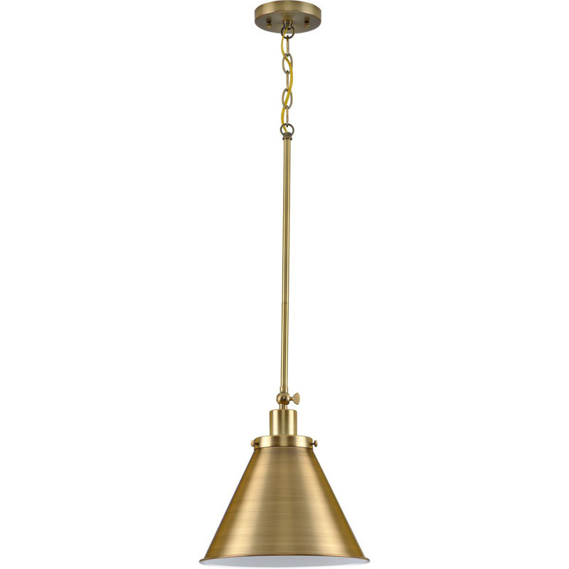 1 - Light Single Pendant, Vintage Brass